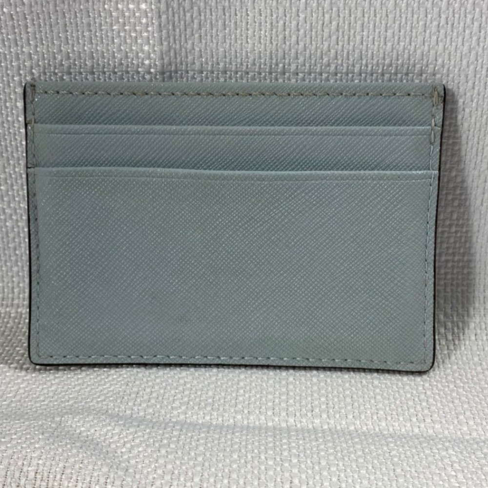 Kate Spade New York Saffiano Leather Card Holder Light Blue Gold Slim Wallet - Picture 2 of 5